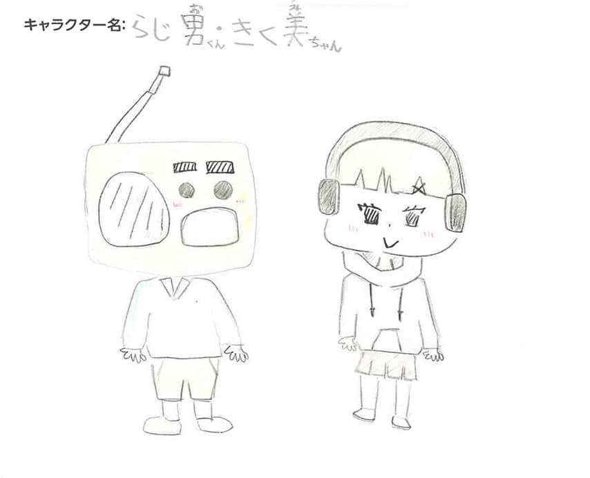 左:ラジ男くん 右:きく美ちゃん